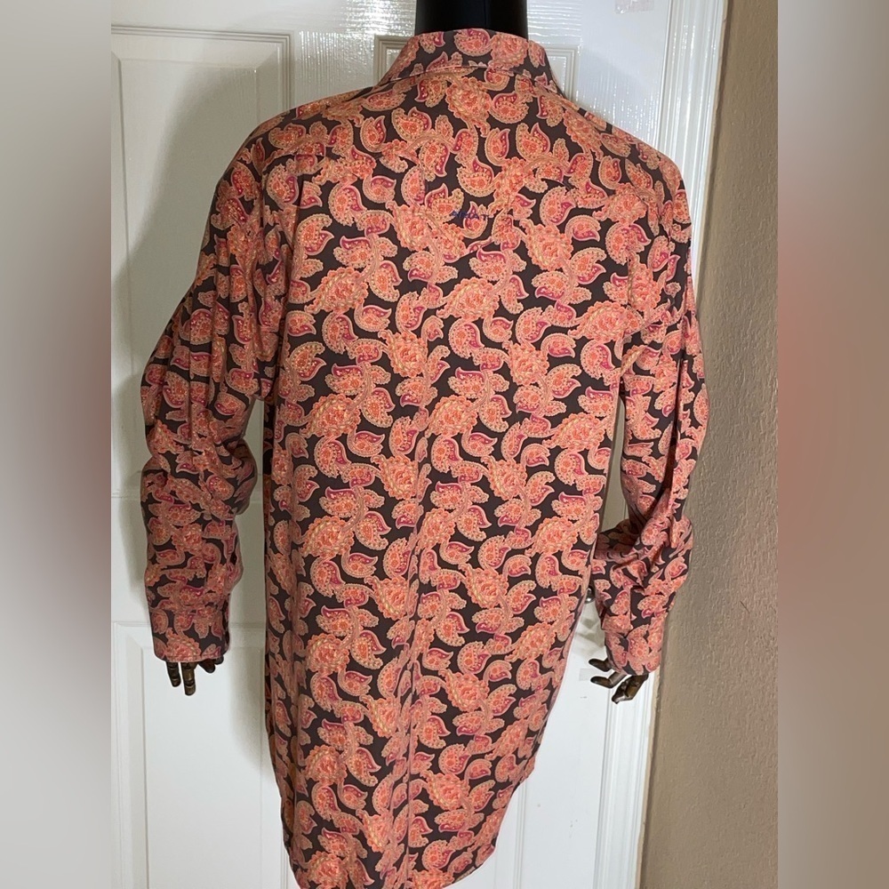 Ariat Shirt Men Multicolor Paisley Western Button Down Long Sleeve Rodeo Sz LT - Picture 4 of 11